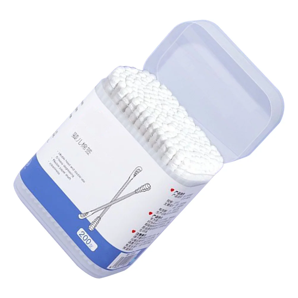 1 caja de hisopos de algodón desechables para bebé, cera para los oídos, maquillaje de nariz, cuidado de mascotas, aplicador de doble punta