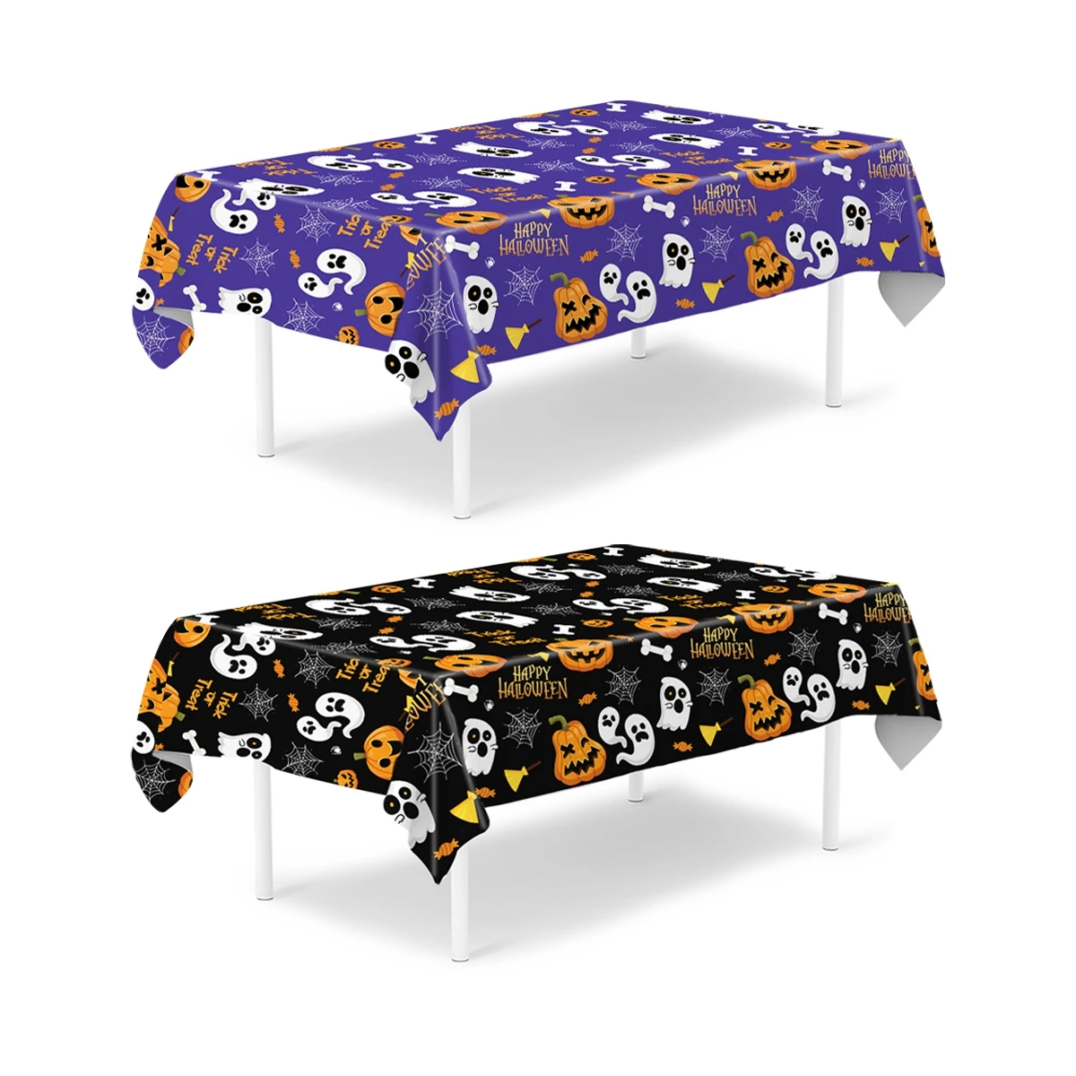 Mantel de murciélago espeluznante de calabaza de Halloween, cubierta de mesa de Halloween, suministros para fiestas de otoño, manteles impresos, suministros para fiestas y festivales