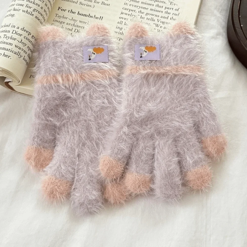 Un par de guantes para niños pequeños tipo visón de 3 a 8 años, manoplas gruesas y cálidas con protección contra el frío, Material de pelo largo, guantes cálidos de invierno - imagen 5