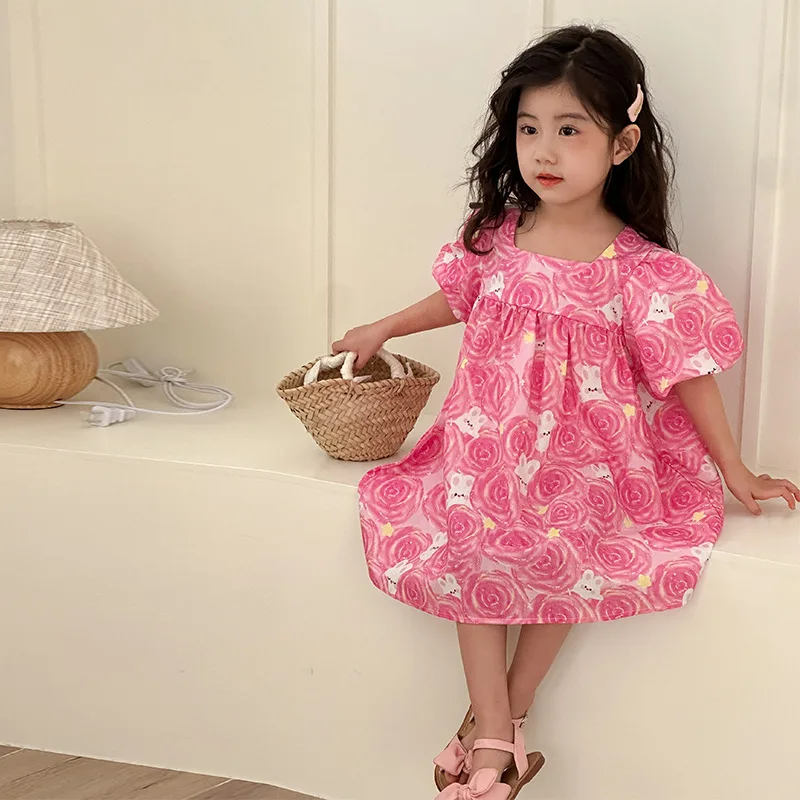 Vestido de manga corta con flores para niña – Boutique infantil - imagen 3