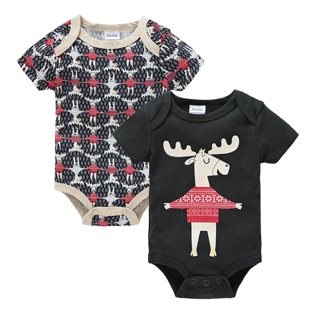 Kavkas 2 unids/lote ropa de bebé de algodón de bambú de manga corta de verano para niñas mono con estampado de dibujos animados ropa infantil de 0 a 12 meses - imagen 2