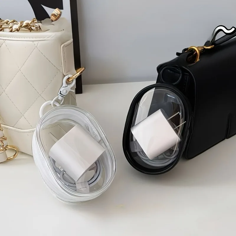 Bolsa de almacenamiento multiusos transparente: con gancho, ideal para auriculares/cargadores/cables de datos, cosméticos y organización diaria de viajes - imagen 5