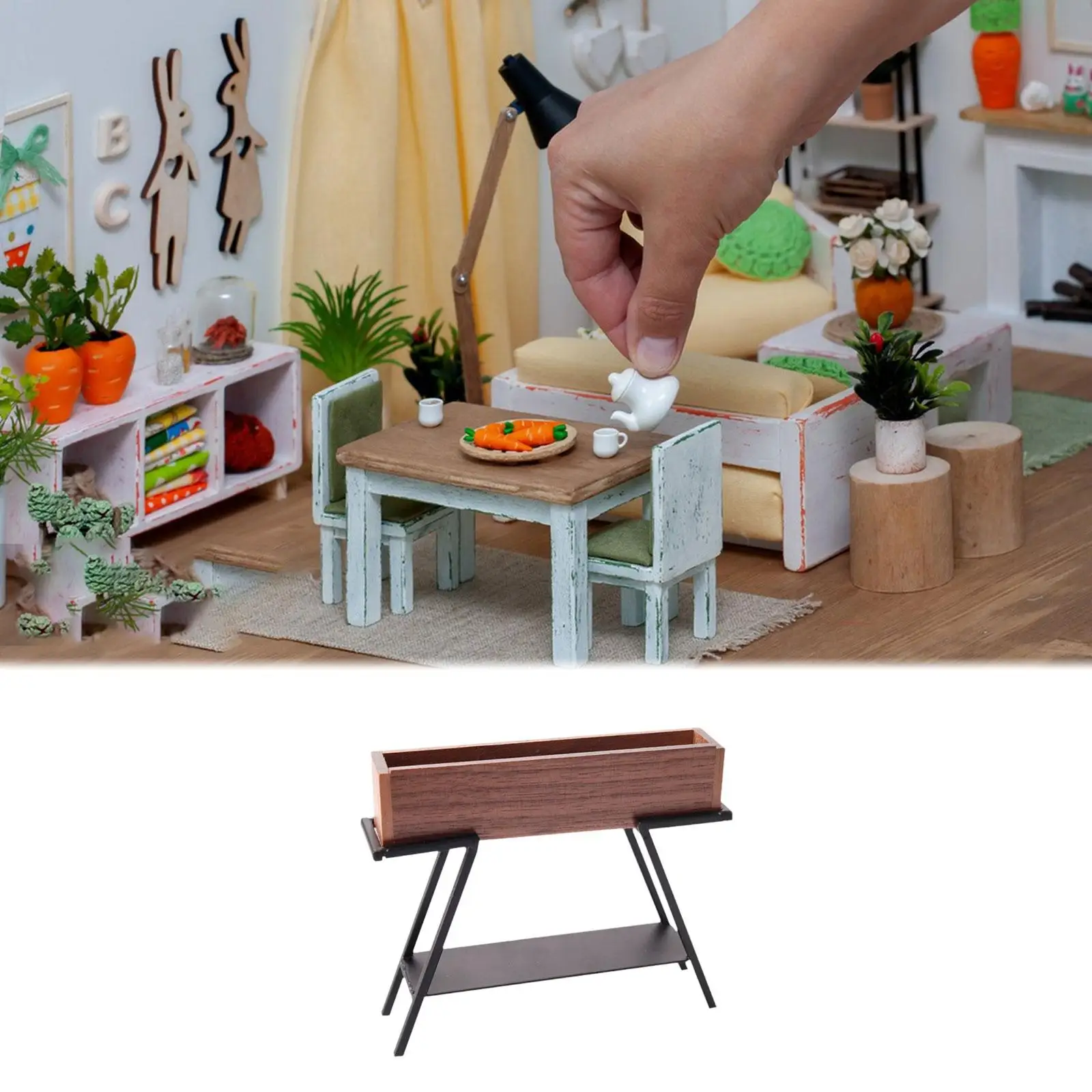 Miniature Flowerpot Stand Miniature House Furniture Accessory Potted Rack