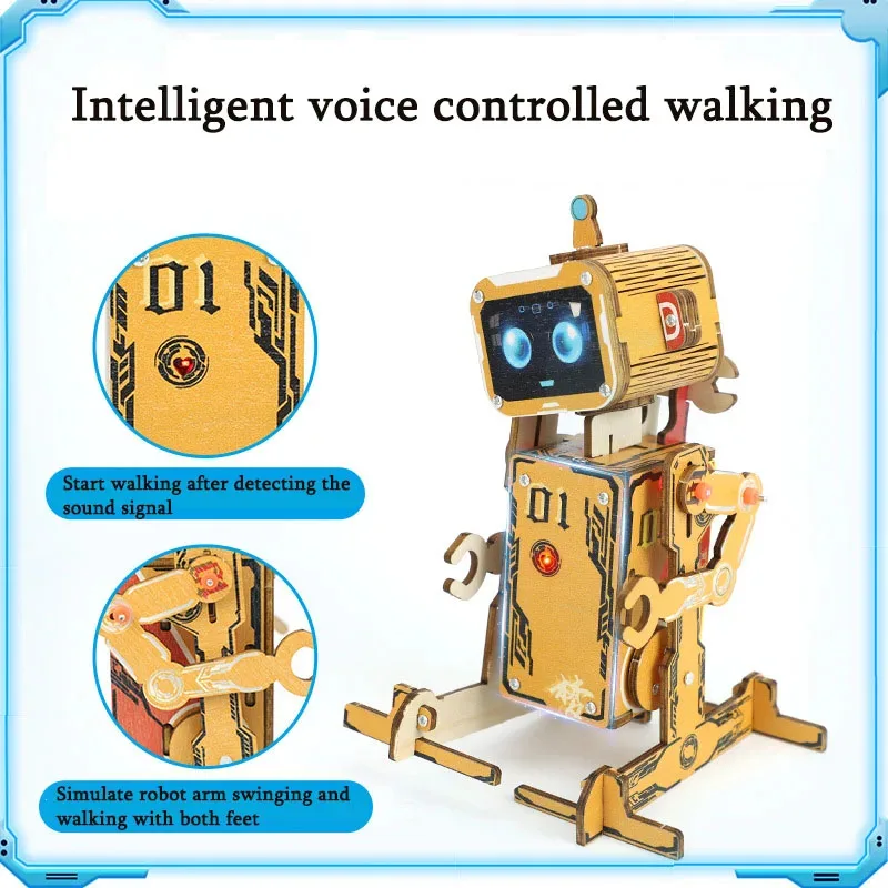 Rompecabezas 3D de madera robot DIY con montaje educativo por voz - imagen 3