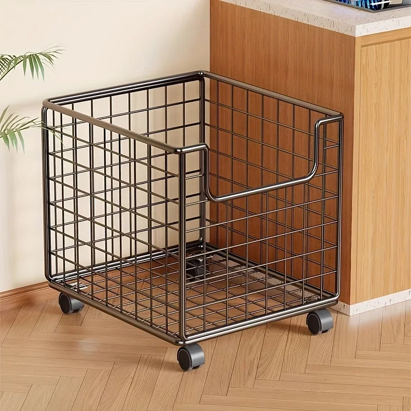 Metal Rolling Storage Basket with Wheels - Multi-Purpose Organizer for Laundry, Bathroom & Kitchen - Home Organization Container - imagen 5