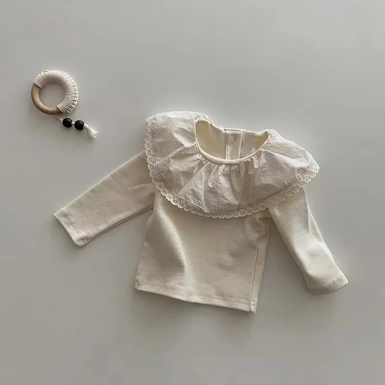 Camiseta floral de encaje para niña – Manga larga básica - imagen 2