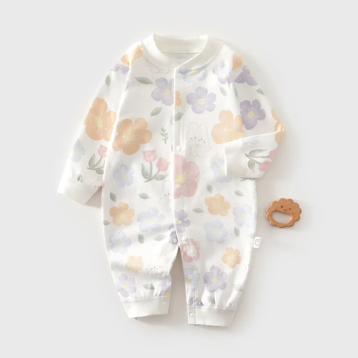 Mono de bebé 100% de algodón para niños y niñas, pelele de manga larga, pijama de mono con estampado bonito de fruta para 1-3-6-9M, Universal para las cuatro estaciones