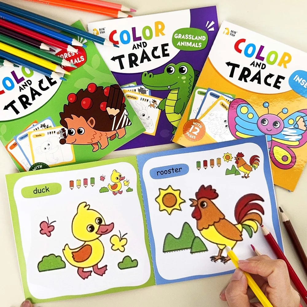 Libros para colorear divertidos para chico, libro para colorear de animales de dibujos animados, juguete de viaje para actividades, juego de pintura artística, regalo educativo, 10 Uds. - imagen 4