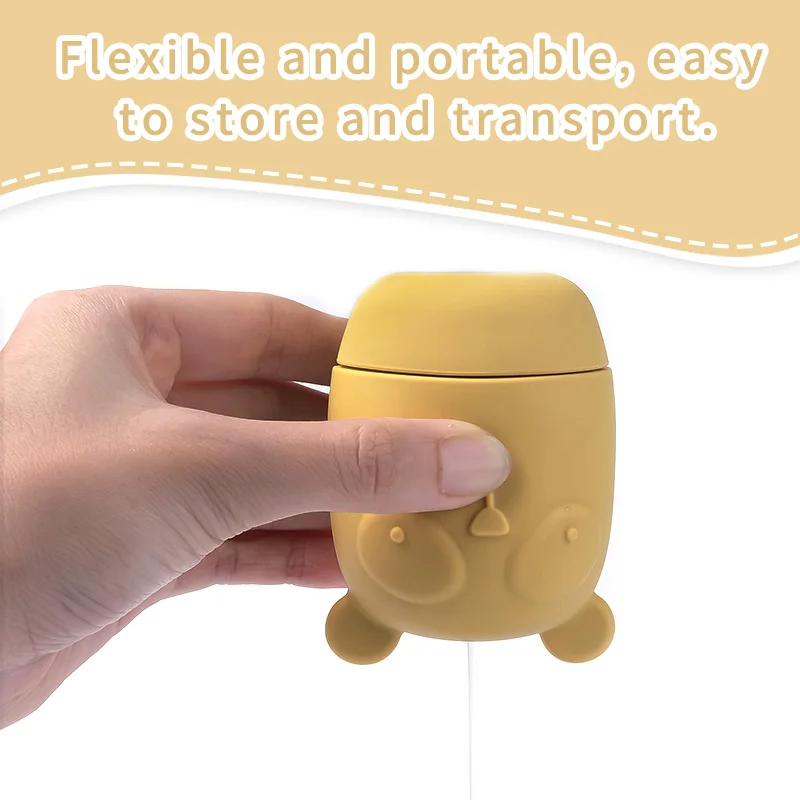 1 Juego de juguetes de baño para bebé, viñetas bonitas de animales, juguetes acuáticos para niños pequeños, baño para nadar, rociador de silicona para bañera, juguete de animales para niños pequeños - imagen 4