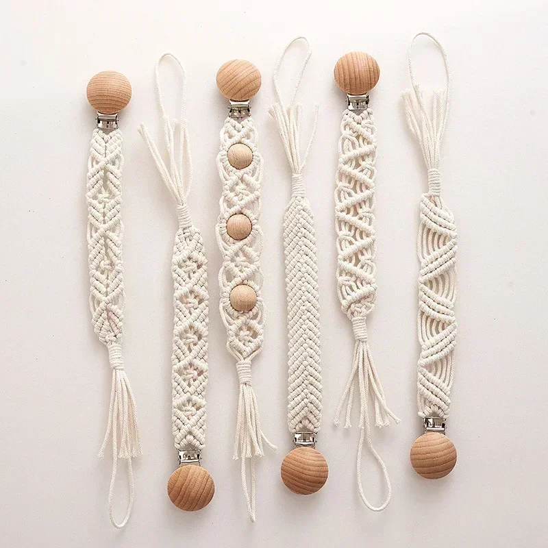 Cadena de chupete en ganchillo vintage artesanal algodón con borlas
