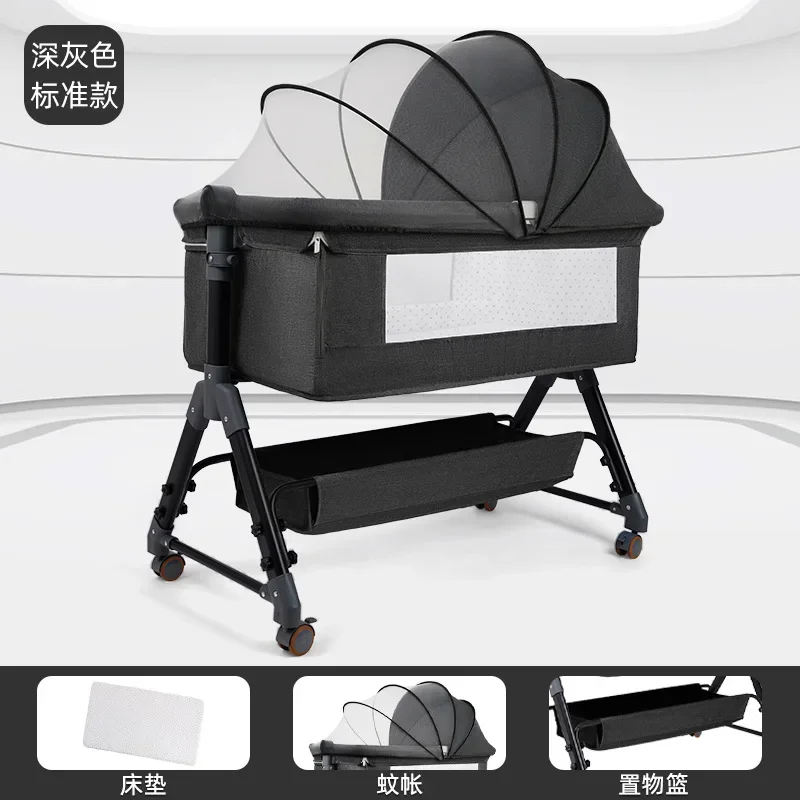 Venta al por mayor, cuna para bebé, cama para recién nacido, cama grande empalmada, cuna BB, cama plegable móvil multifuncional - imagen 4