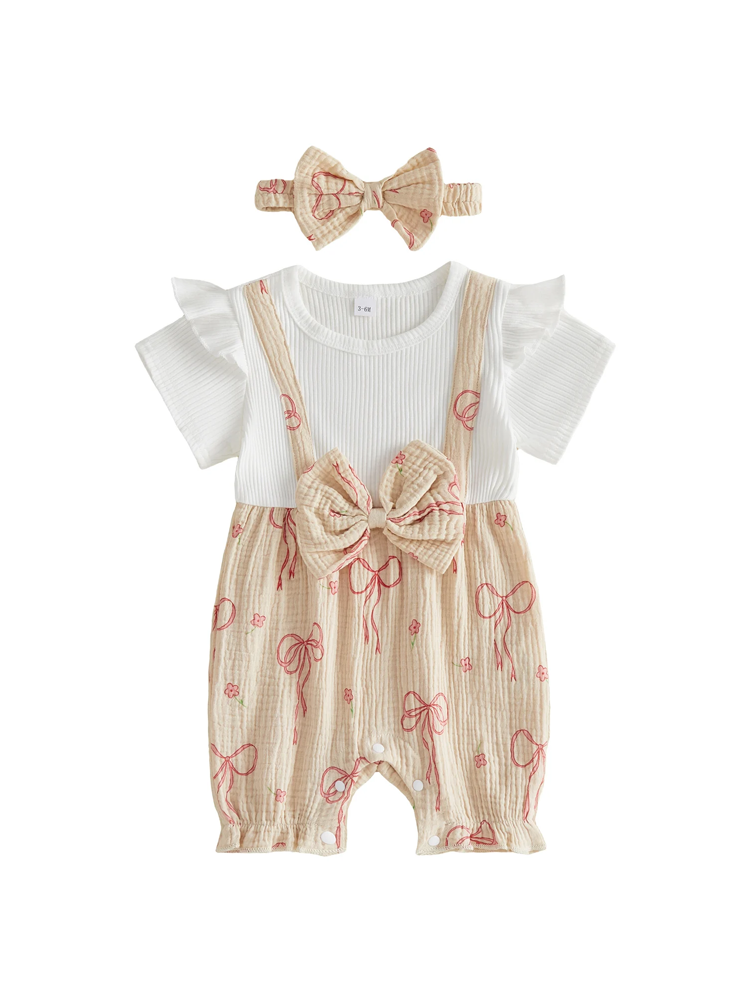 Mameluco bebé niña estampado lazo