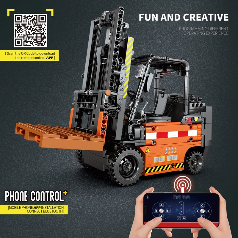 Bloques construcción montacargas RC – Vehículo ingeniería para niños - imagen 3