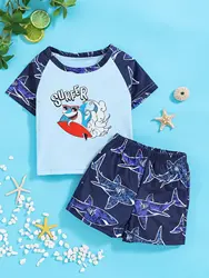 Bañador de bebé corto con tiburones – Suave y transpirable
