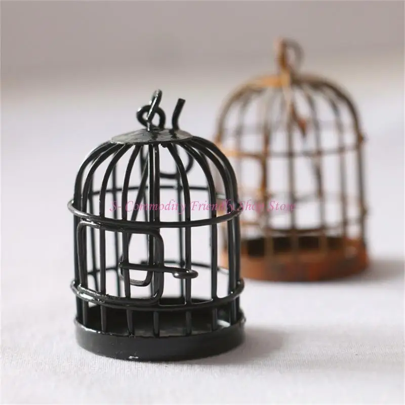 85ae Fun Birdcage Jaula pájaros Ventajero juguete Lindo escritorio jardín Suministro tiendas - imagen 5