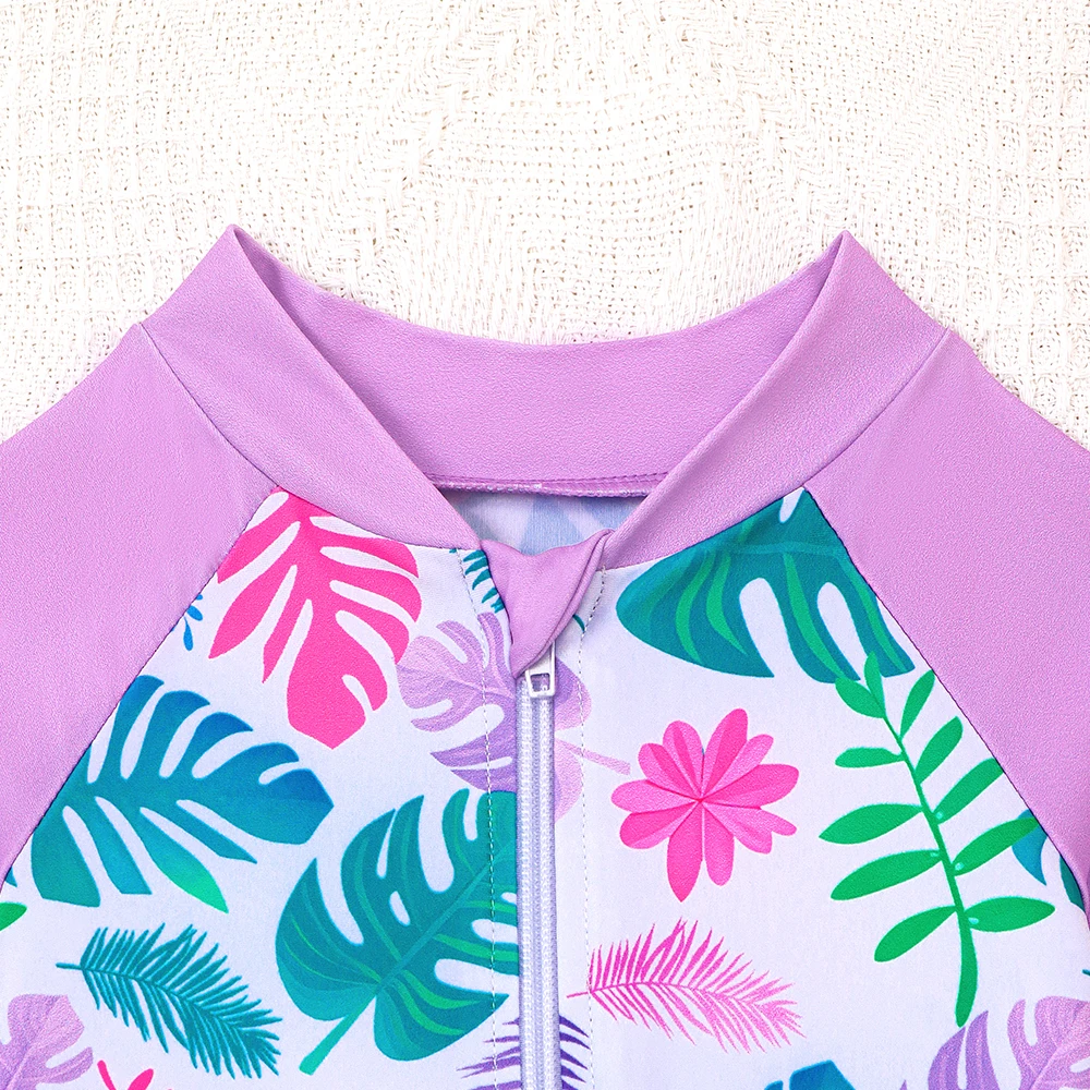 Traje de baño niña manga larga con cremallera frontal tropical - imagen 4