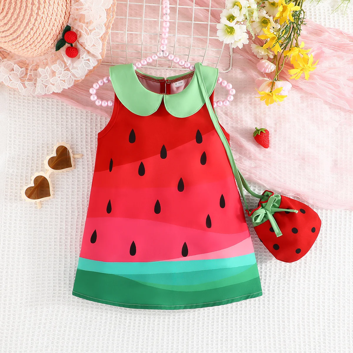 Vestido de verano para niña con bolso - Estilo princesita rojo - imagen 2