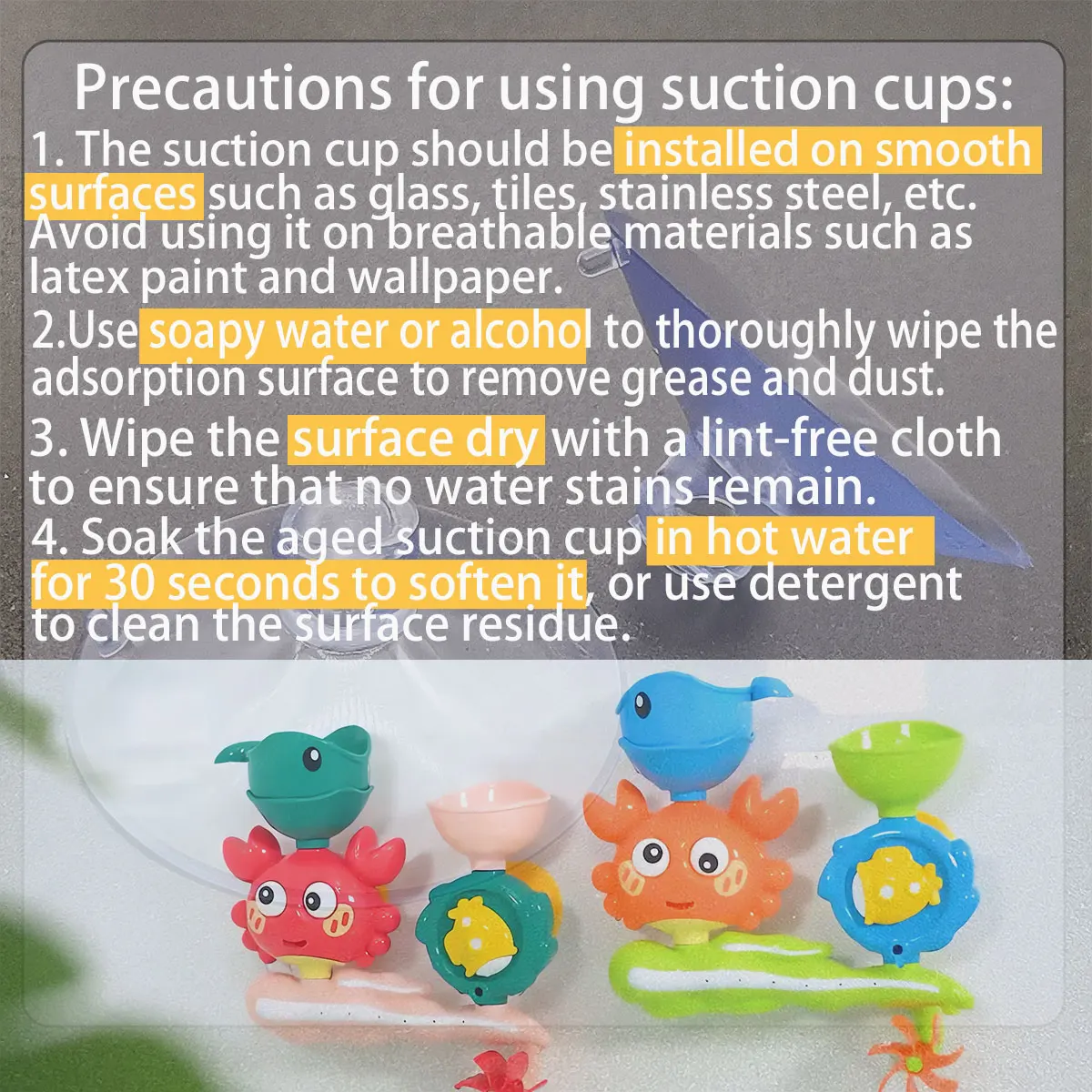 Juguete de baño de agua para bebé, juego en rueda de agua de cangrejo, pistola de agua de flores para niños, diversión en la bañera de ducha con ventosa en la pared, regalo para niños - imagen 4