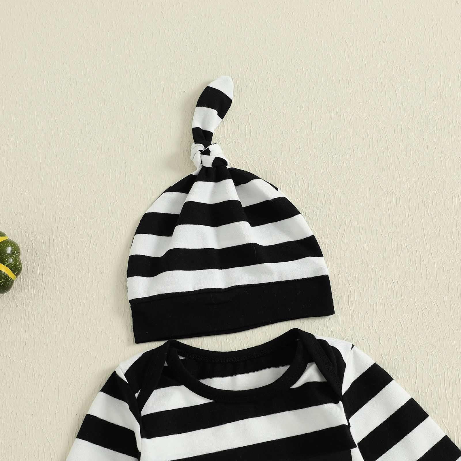 VISgogo Conjunto de 3 piezas de mameluco de manga larga con cuello redondo y estampado de letras holgadas para bebés y niños de Halloween - imagen 3