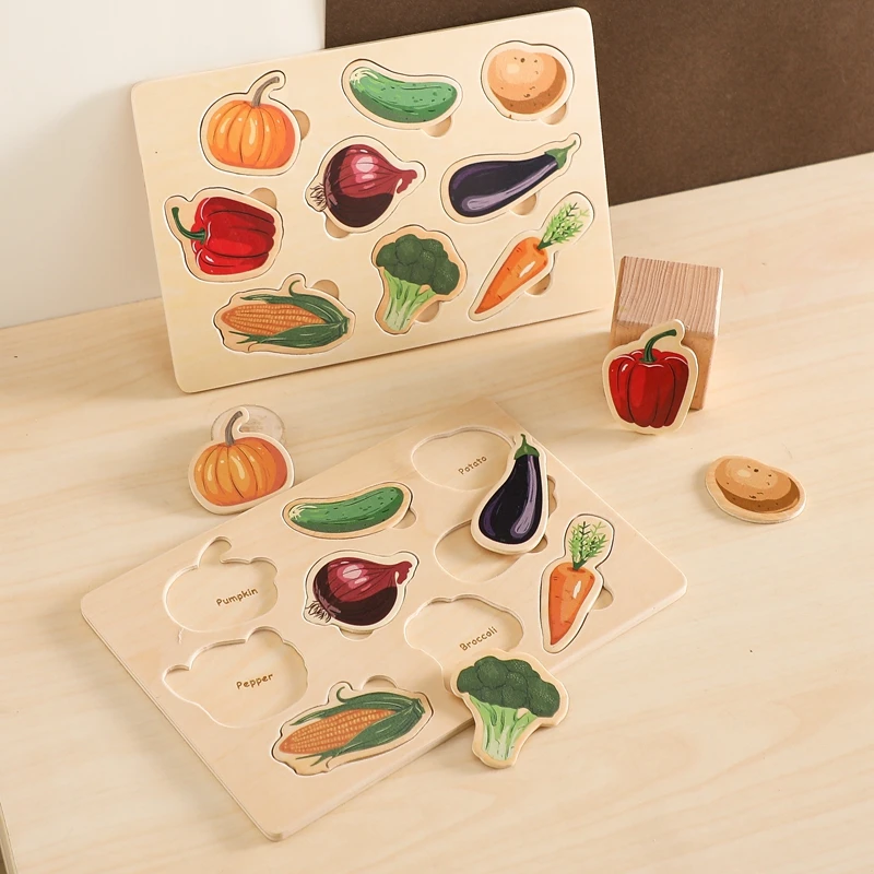 Rompecabezas Montessori para bebé, puzle de madera con diseño de plantas marinas, tablero educativo de cognición biológica, juguetes para niños - imagen 3