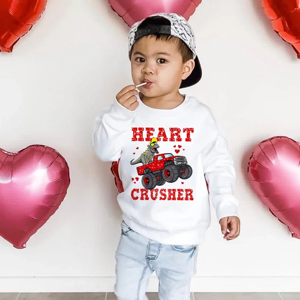 Trituradora de corazones para el Día de San Valentín, sudaderas para niños y niñas, sudaderas de San Valentín, trajes de suéter para el Día de San Valentín para niños pequeños