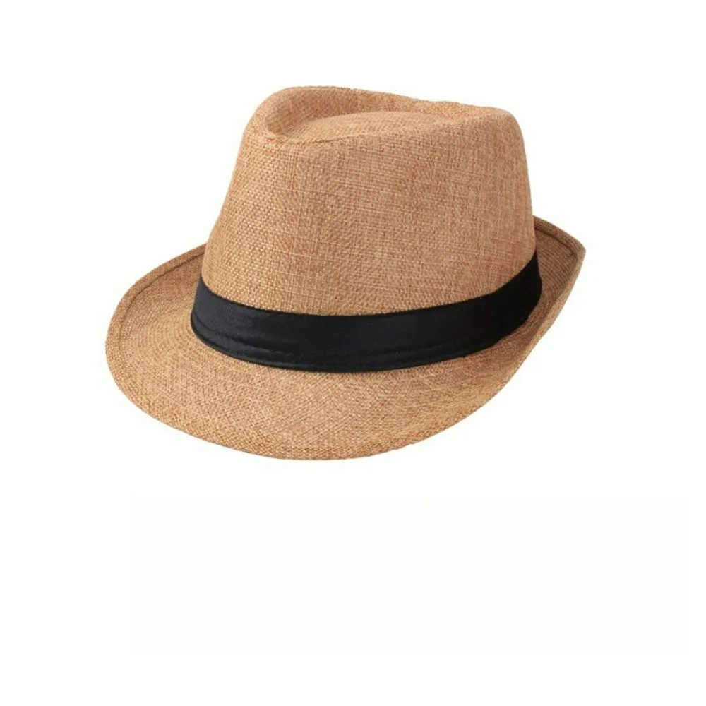 Sombrero de jazz, sombrero de copa de color sólido de lino de estilo británico, sombrero de sol estilo pareja con borde enrollado para hombres y mujeres - imagen 5