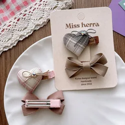 2 unids/set de pinzas para el pelo con lazo de tela para niños, pasadores bonitos para niñas pequeñas, Clips a presión laterales, pinzas para flequillo, horquillas para el cabello antideslizantes dulces