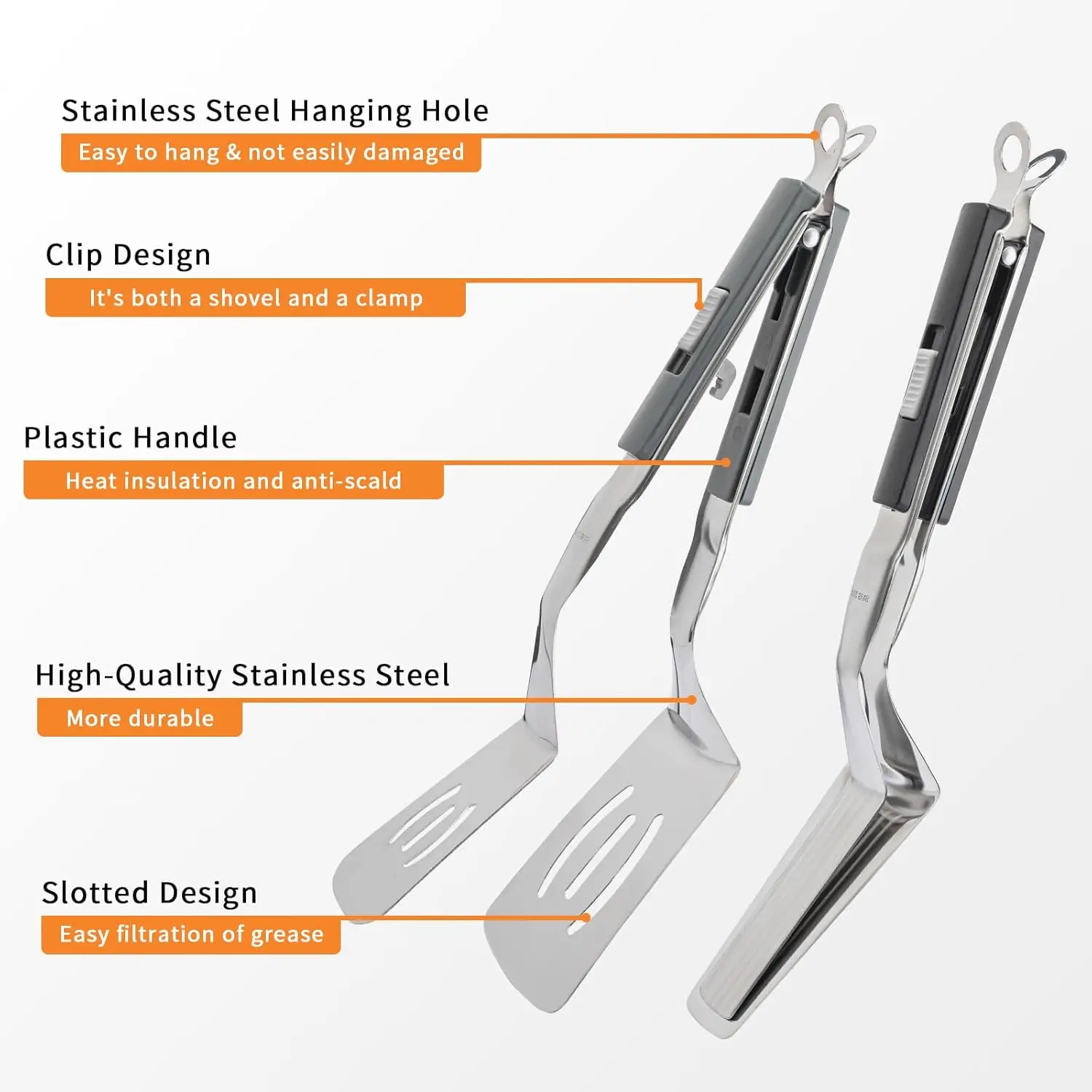 Pinza de cocina de acero inoxidable multiusos - Resistente y versátil - imagen 2