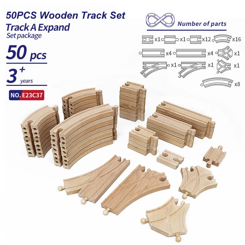 Vías de tren de madera para niños compatibles universales - imagen 4