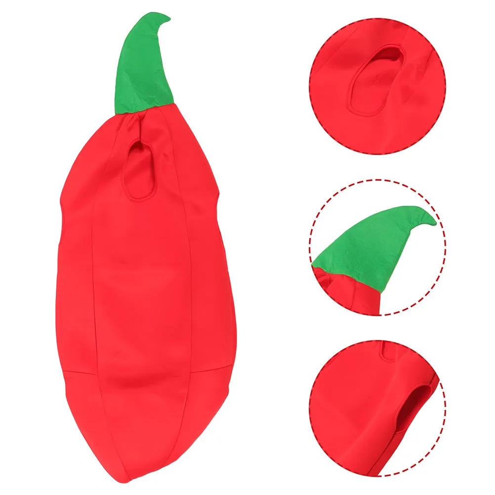 Disfraz de Cosplay de Chili Pepper para niños, ropa de fiesta de tela fresca, traje de actuación de mascarada divertida, ropa de Chili Pepper - imagen 2