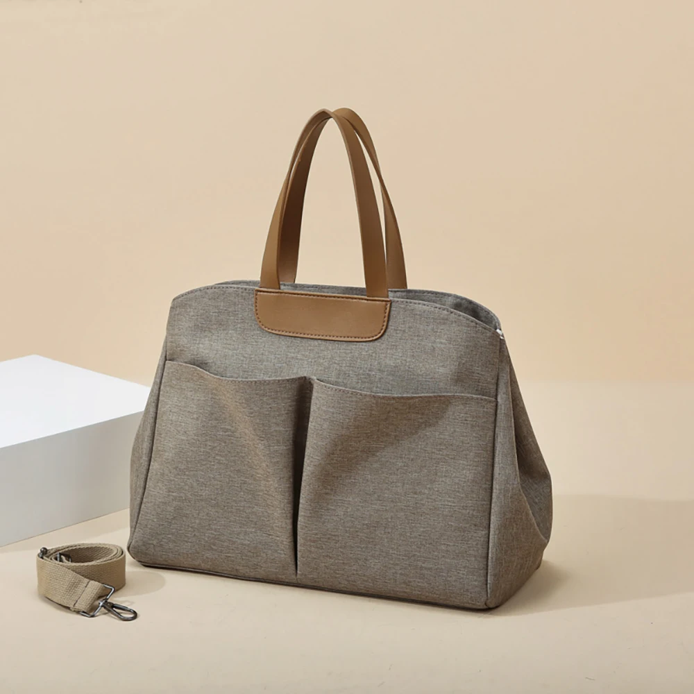 Bolso de pañales de lino ligero gran capacidad para bebé - imagen 4