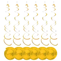 6-teiliges Set 27,5 Zoll Gold Aluminiumfolie Deckendekorationen Hängende Wirbel für Geburtstagsfeier Luftschlangen Dekorationen Rot 27,5 Zoll