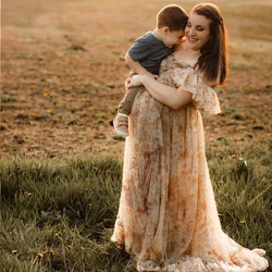 Vestido premamá boho de gasa elegante para sesión de fotos