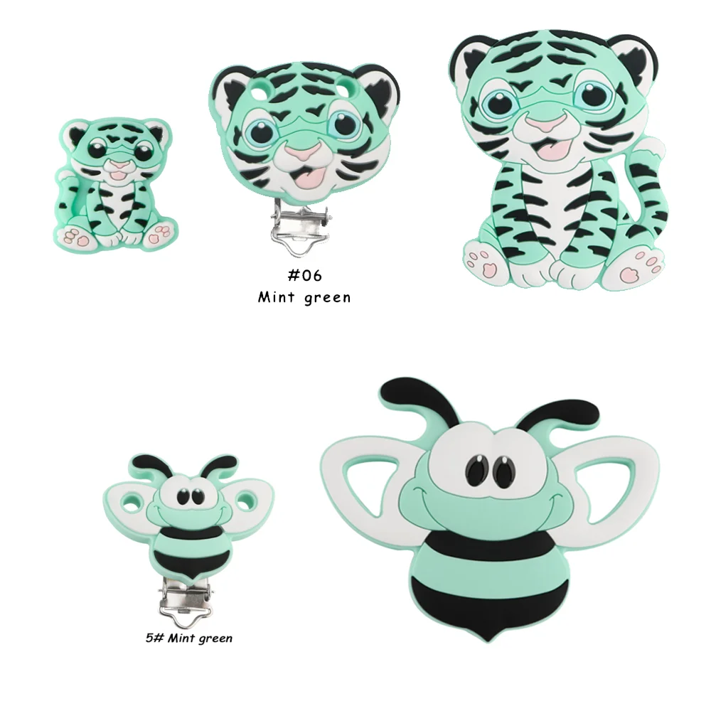 2/3/5 piezas de animales, abeja tigre, cuentas de silicona para masticar, accesorios de cadena de chupete DIY de calidad alimentaria, accesorios para collar y colgante - imagen 2