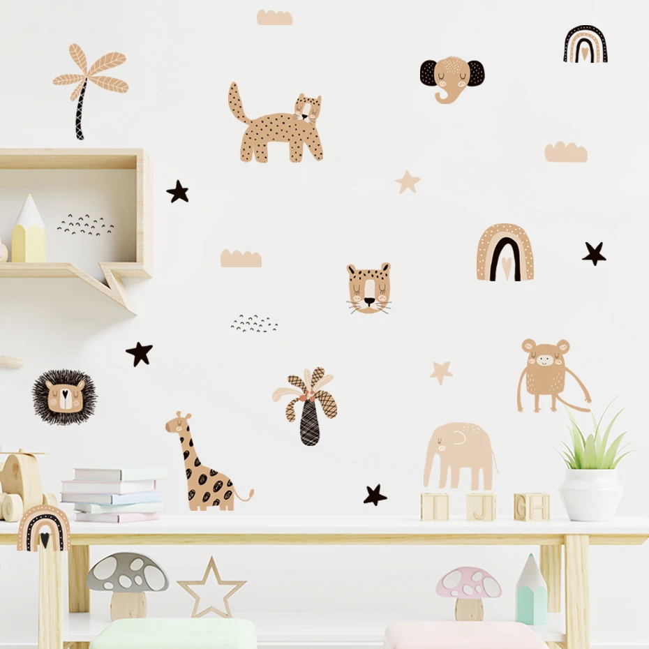 Pegatinas de pared arcoíris bohemio para habitación infantil