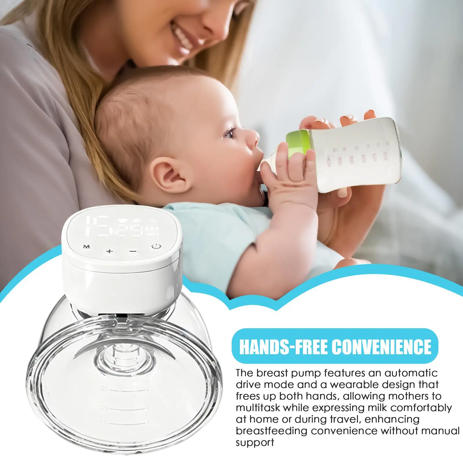 Extractor de leche portátil de carga rápida, lactancia eléctrica para bebés, bombeo manos libres portátil para reemplazo de tetina de leche para bebé - imagen 5