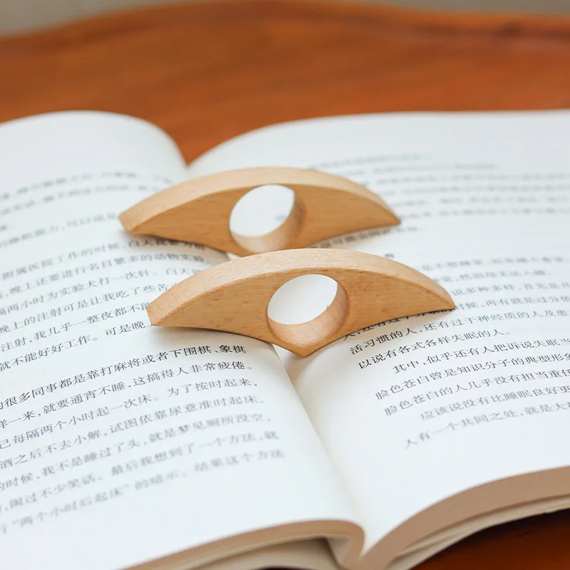 Marcapáginas de pulgar de madera, soporte de libro de pulgar de lectura con una mano, soporte de página de libro para amantes de los libros de oficina, herramientas de ayuda de lectura rápida DIY - imagen 5