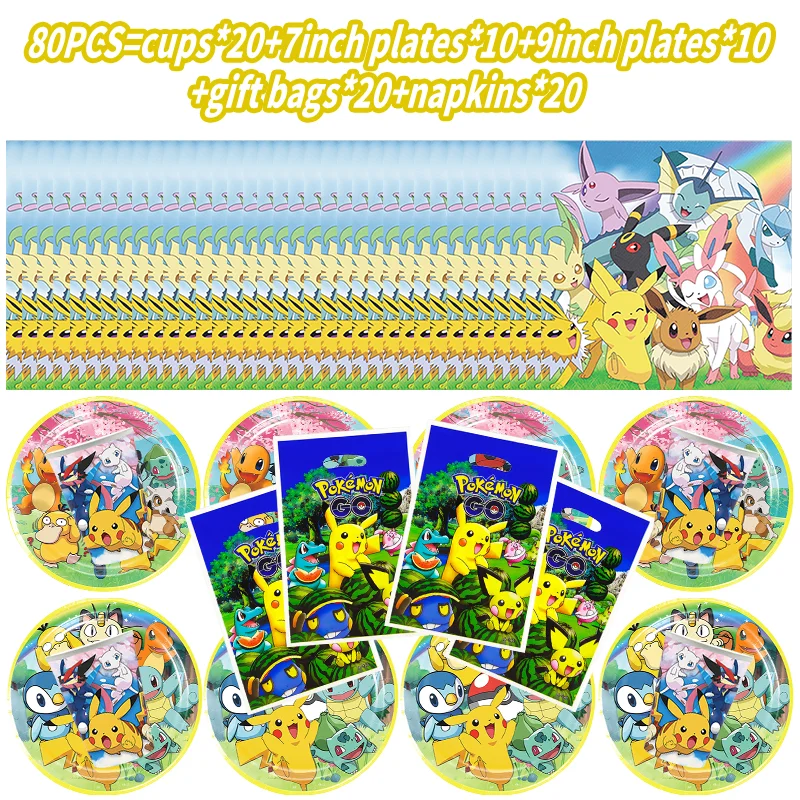 Kit decoración infantil Pokémon con vajilla y globos Pikachu - imagen 2