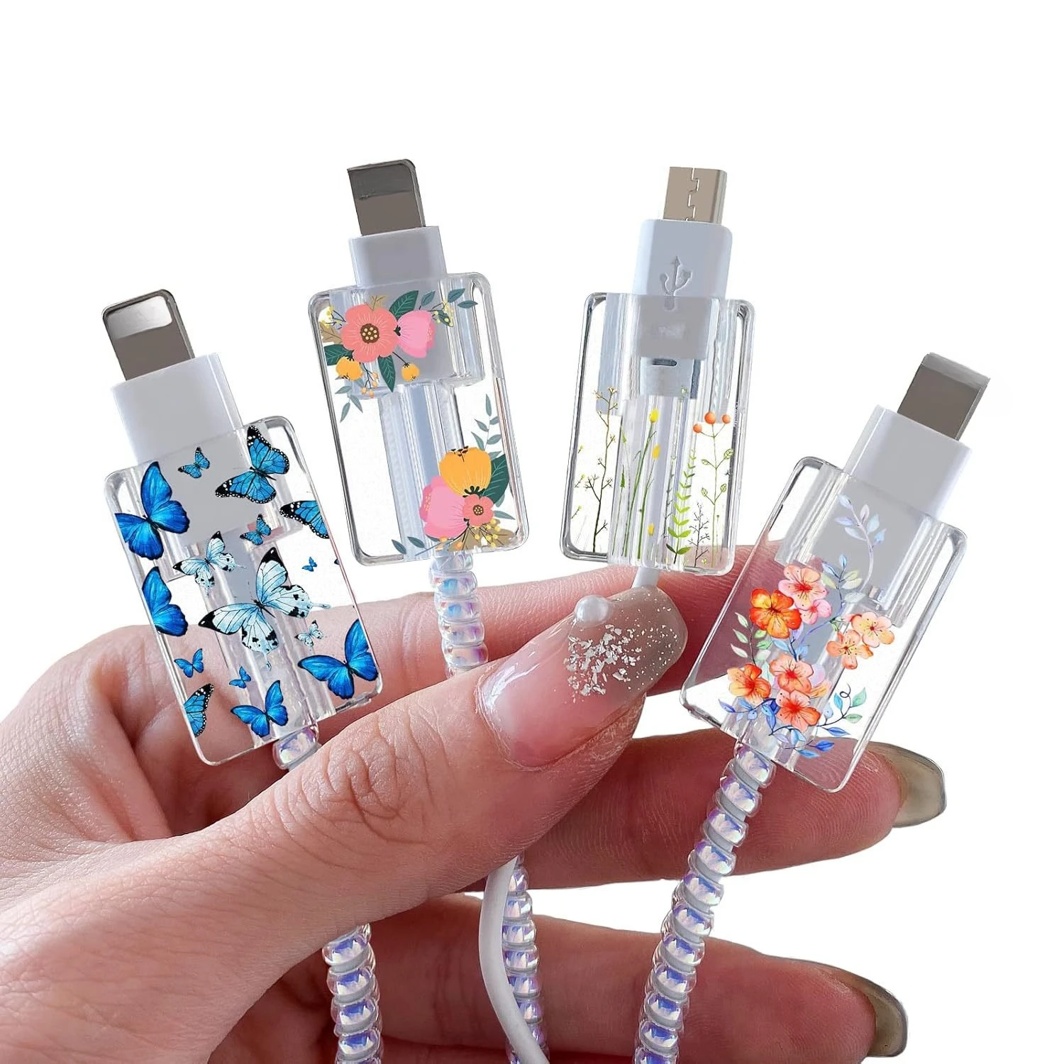 Enrollador de Cable de cargador de silicona suave, funda protectora de Cable de carga rápida para Apple IPhone, Cable de datos, Clip de funda de amor rosa, 1 Uds. - imagen 5