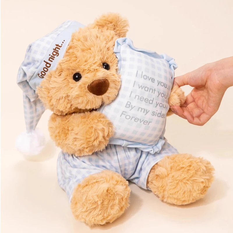Oso de peluche con pijama – Muñeco suave para dormir y regalar en Navidad - imagen 3