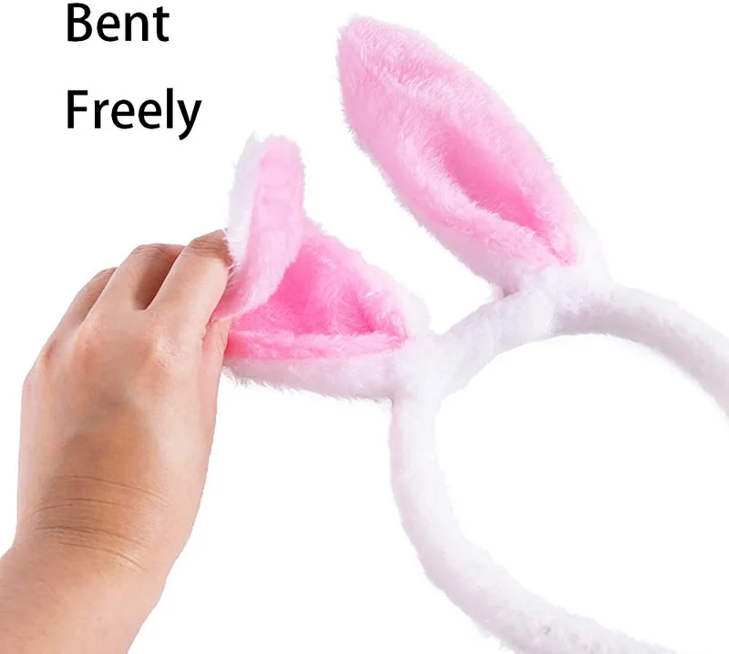 Diadema de Orejas de conejo de felpa para niños, horquilla de orejas largas de conejo de dibujos animados, accesorios decorativos de juego de rol de Anime de Pascua - imagen 3
