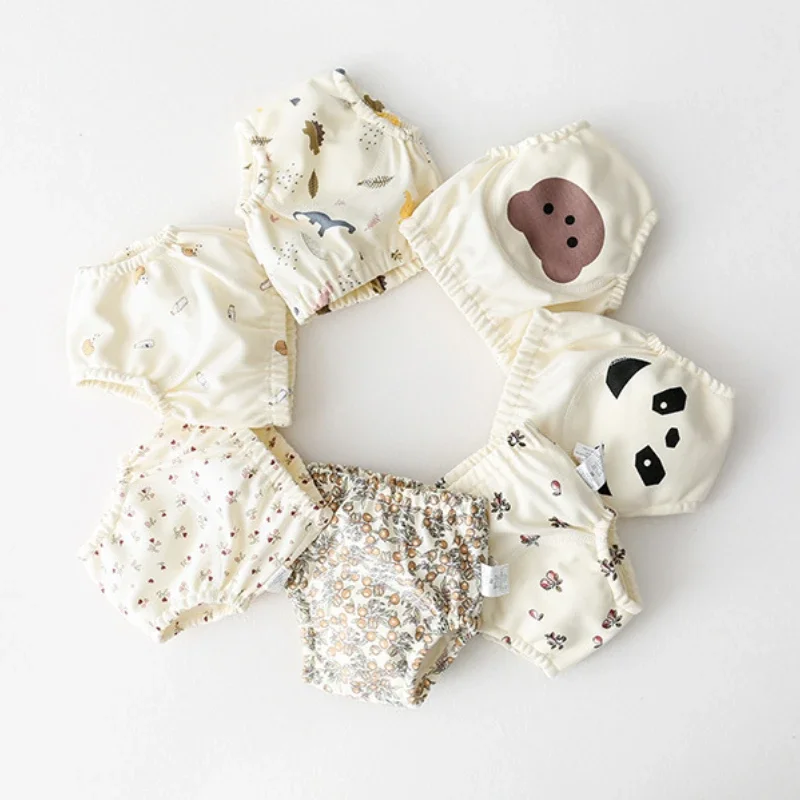 Pantalón de entrenamiento reutilizable para bebés, ropa interior para niños y niñas, bragas infantiles, pañales de tela de algodón lavables