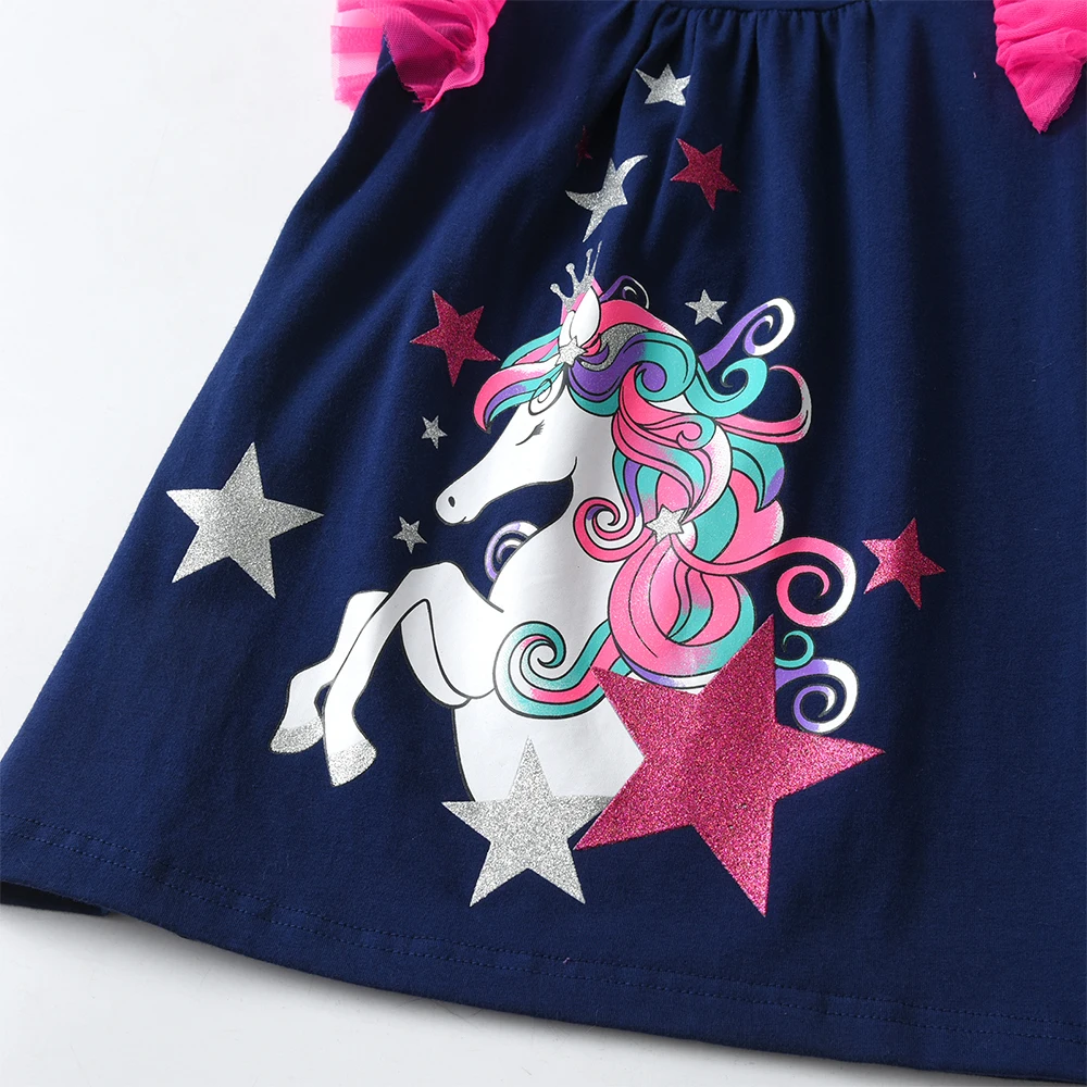 Vestido de niña unicornio con mangas voladoras DXTON verano - imagen 3