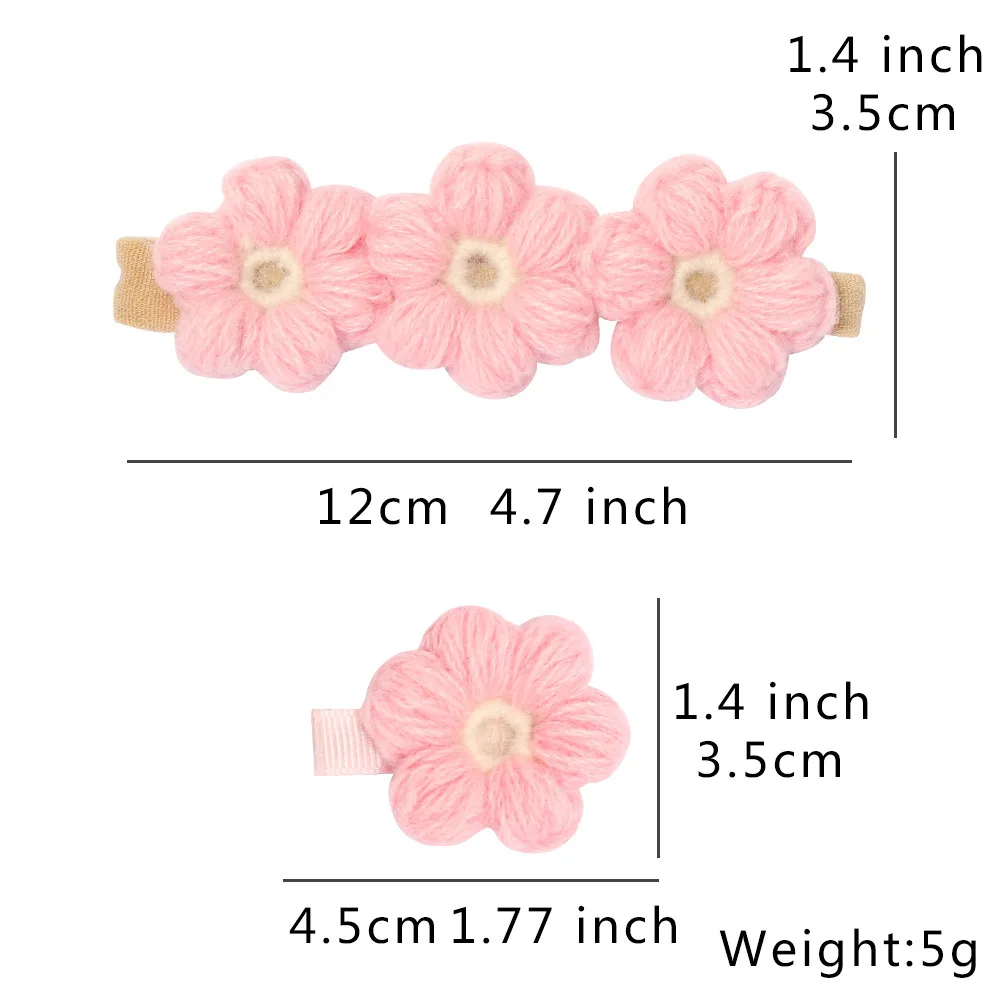 Diadema bebé lana con flores tejida artesanal - imagen 4
