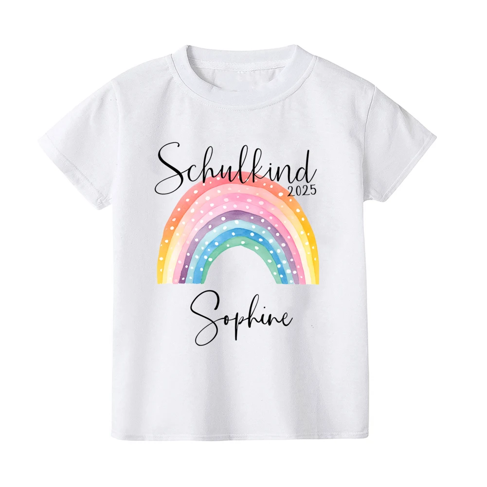 Camiseta escolar personalizada con nombre Arco Iris - Primer día - imagen 5