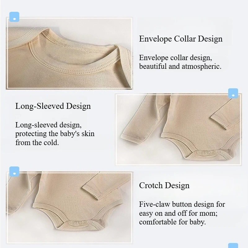 Body Unisex de algodón puro para recién nacido, pelele triangular de manga larga con cuello tipo sobre, ropa suave para Navidad, primavera y otoño - imagen 4