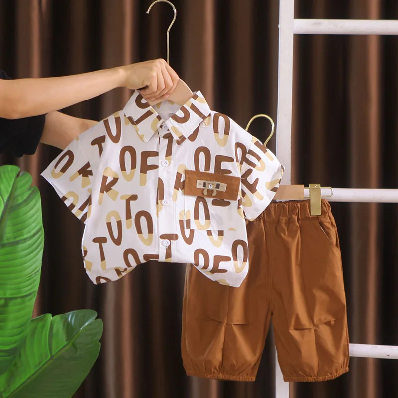 MILANCEL, nuevo conjunto de ropa de verano para niños, camisa bonita con letras bloqueadas de Color para niñas + traje corto de Color sólido para niños, prendas de vestir de estilo fino - imagen 3