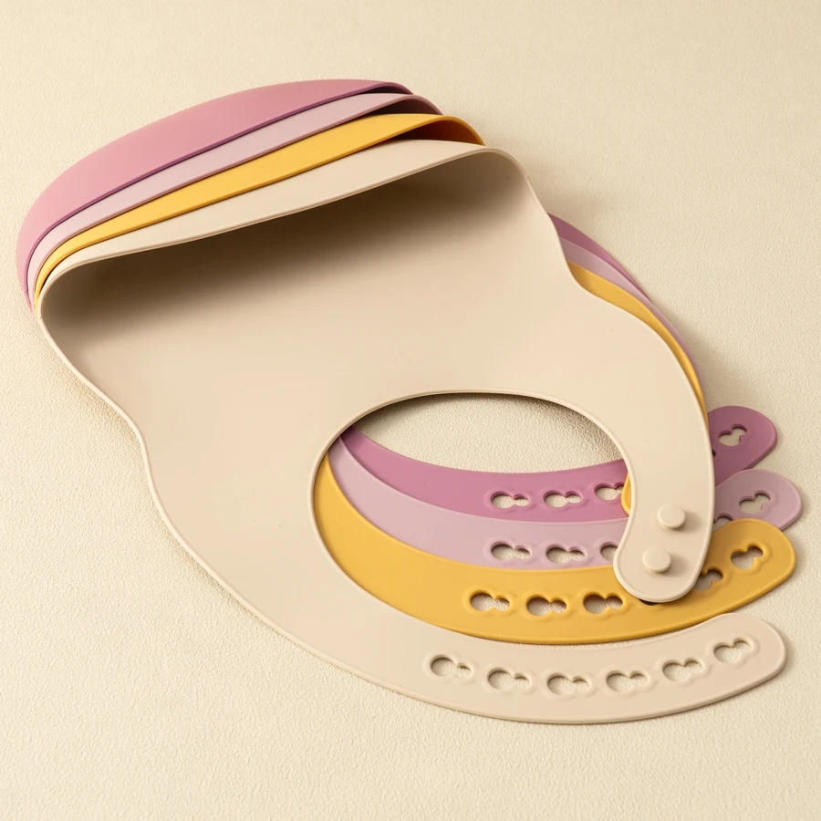 Babero de silicona para bebé, 2 piezas, Color sólido, impermeable, ajustable, toallas de babero sin BPA, paño para eructar, entrenamiento de alimentación