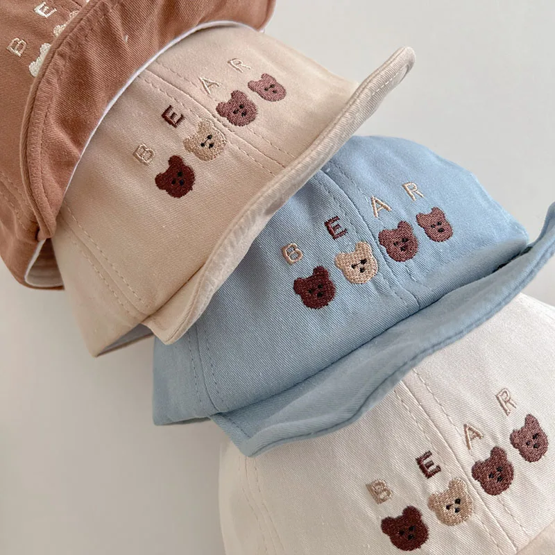 Gorra infantil de verano con protección solar – Bordado de oso