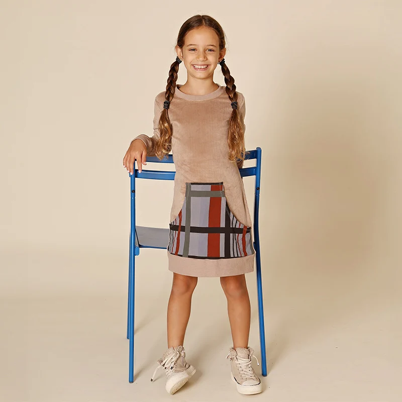 Conjunto de pana AA para niña con camisa de cuadros y leggings - imagen 5
